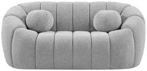 Elijah Boucle Fabric / Engineered Wood / Foam Contemporary Grey Boucle Fabric Loveseat - 71" W x 34" D x 31" H