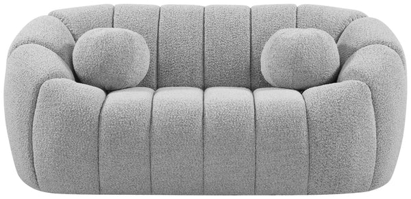 Elijah Boucle Fabric / Engineered Wood / Foam Contemporary Grey Boucle Fabric Loveseat - 71" W x 34" D x 31" H