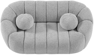 Elijah Boucle Fabric / Engineered Wood / Foam Contemporary Grey Boucle Fabric Loveseat - 71" W x 34" D x 31" H