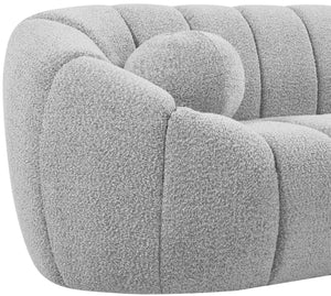 Elijah Boucle Fabric / Engineered Wood / Foam Contemporary Grey Boucle Fabric Loveseat - 71" W x 34" D x 31" H
