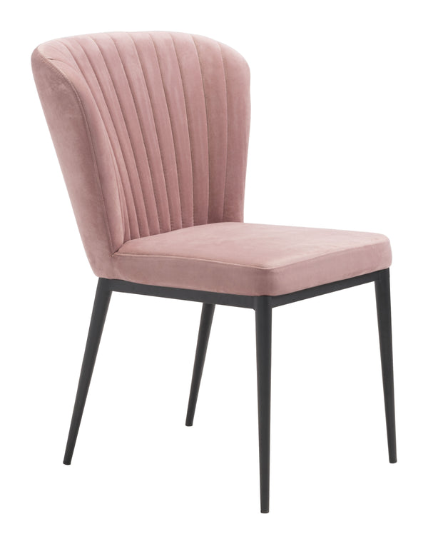 Zuo Modern Tolivere 100% Polyester, Plywood, Steel Modern Commercial Grade Dining Chair Set - Set of 2 Pink, Black 100% Polyester, Plywood, Steel