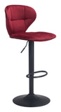 Zuo Modern Salem 100% Polyester, Plywood, Steel Modern Commercial Grade Barstool Red, Black 100% Polyester, Plywood, Steel