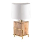 Sagebrook Home Contemporary Wood, 24"h Cylindrical Table Lamp, Gold/natural 50733 Gold Mango Wood