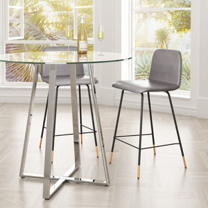 Zuo Modern Var 100% Polyurethane, Plywood, Steel Modern Commercial Grade Counter Stool Gray, Black, Gold 100% Polyurethane, Plywood, Steel