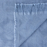 Cranford Cotton Throw Blanket with Fringes, Blue Noble House