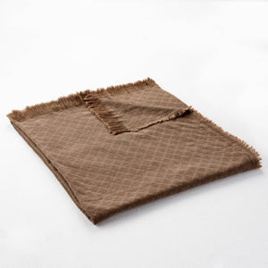 Crannell Cotton Throw Blanket with Fringes, Brown Noble House