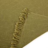 Brindle Cotton Throw Blanket with Fringes, Olive Noble House