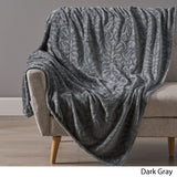 Fredonia Flannel Throw Blanket, Dark Gray Noble House