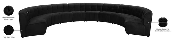 Limitless Velvet / Engineered Wood / Foam Contemporary Black Velvet 10pc. Modular Sectional - 173" W x 118" D x 31" H