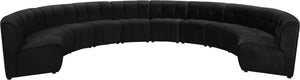 Limitless Velvet / Engineered Wood / Foam Contemporary Black Velvet 10pc. Modular Sectional - 173" W x 118" D x 31" H