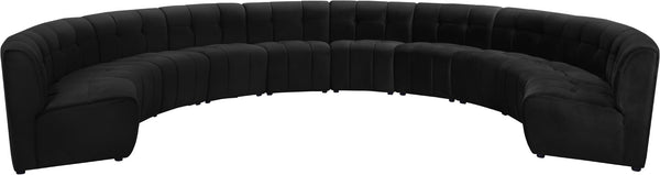 Limitless Velvet / Engineered Wood / Foam Contemporary Black Velvet 10pc. Modular Sectional - 173" W x 118" D x 31" H