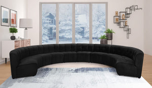 Limitless Velvet / Engineered Wood / Foam Contemporary Black Velvet 10pc. Modular Sectional - 173" W x 118" D x 31" H