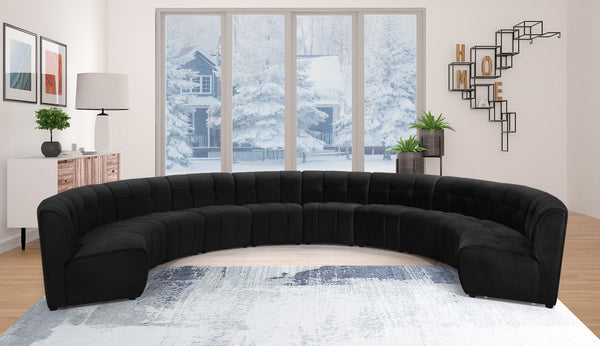 Limitless Velvet / Engineered Wood / Foam Contemporary Black Velvet 10pc. Modular Sectional - 173" W x 118" D x 31" H