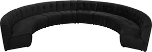 Limitless Velvet / Engineered Wood / Foam Contemporary Black Velvet 10pc. Modular Sectional - 173" W x 118" D x 31" H