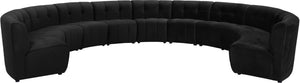 Limitless Velvet / Engineered Wood / Foam Contemporary Black Velvet 11pc. Modular Sectional - 173" W x 135" D x 31" H