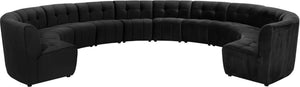 Limitless Velvet / Engineered Wood / Foam Contemporary Black Velvet 12pc. Modular Sectional - 173" W x 146" D x 31" H