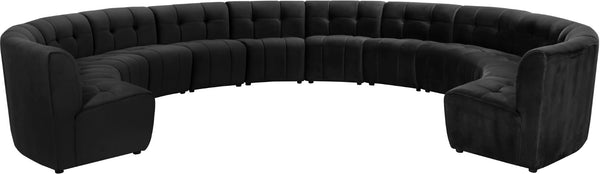 Limitless Velvet / Engineered Wood / Foam Contemporary Black Velvet 12pc. Modular Sectional - 173" W x 146" D x 31" H