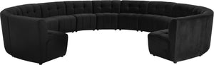 Limitless Velvet / Engineered Wood / Foam Contemporary Black Velvet 13pc. Modular Sectional - 173" W x 159" D x 31" H