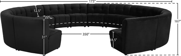 Limitless Velvet / Engineered Wood / Foam Contemporary Black Velvet 14pc. Modular Sectional - 173" W x 167" D x 31" H