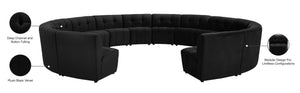 Limitless Velvet / Engineered Wood / Foam Contemporary Black Velvet 14pc. Modular Sectional - 173" W x 167" D x 31" H
