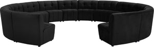 Limitless Velvet / Engineered Wood / Foam Contemporary Black Velvet 14pc. Modular Sectional - 173" W x 167" D x 31" H