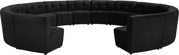 Limitless Velvet / Engineered Wood / Foam Contemporary Black Velvet 14pc. Modular Sectional - 173" W x 167" D x 31" H