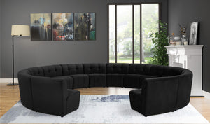 Limitless Velvet / Engineered Wood / Foam Contemporary Black Velvet 14pc. Modular Sectional - 173" W x 167" D x 31" H