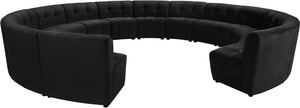 Limitless Velvet / Engineered Wood / Foam Contemporary Black Velvet 14pc. Modular Sectional - 173" W x 167" D x 31" H