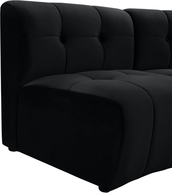 Limitless Velvet / Engineered Wood / Foam Contemporary Black Velvet 14pc. Modular Sectional - 173" W x 167" D x 31" H