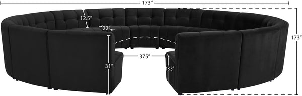 Limitless Velvet / Engineered Wood / Foam Contemporary Black Velvet 15pc. Modular Sectional - 173" W x 173" D x 31" H