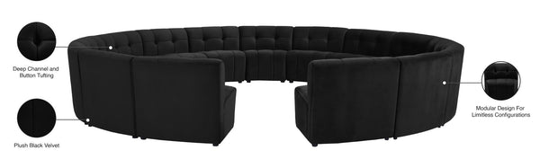 Limitless Velvet / Engineered Wood / Foam Contemporary Black Velvet 15pc. Modular Sectional - 173" W x 173" D x 31" H