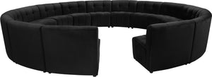 Limitless Velvet / Engineered Wood / Foam Contemporary Black Velvet 15pc. Modular Sectional - 173" W x 173" D x 31" H
