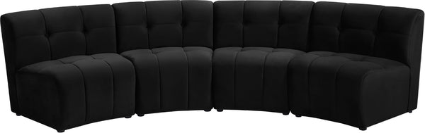 Limitless Velvet / Engineered Wood / Foam Contemporary Black Velvet 4pc. Modular Sectional - 123" W x 45" D x 31" H