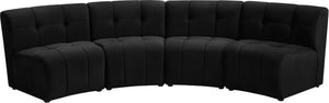 Limitless Velvet / Engineered Wood / Foam Contemporary Black Velvet 4pc. Modular Sectional - 123" W x 45" D x 31" H