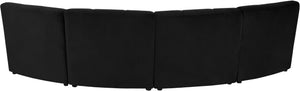Limitless Velvet / Engineered Wood / Foam Contemporary Black Velvet 4pc. Modular Sectional - 123" W x 45" D x 31" H