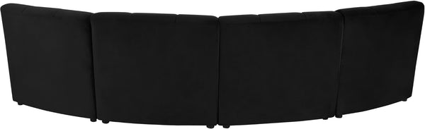 Limitless Velvet / Engineered Wood / Foam Contemporary Black Velvet 4pc. Modular Sectional - 123" W x 45" D x 31" H