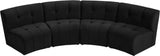 Limitless Velvet / Engineered Wood / Foam Contemporary Black Velvet 4pc. Modular Sectional - 123" W x 45" D x 31" H