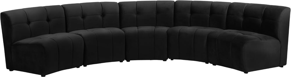 Limitless Velvet / Engineered Wood / Foam Contemporary Black Velvet 5pc. Modular Sectional - 145" W x 55" D x 31" H