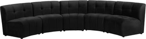 Limitless Velvet / Engineered Wood / Foam Contemporary Black Velvet 5pc. Modular Sectional - 145" W x 55" D x 31" H