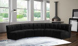 Limitless Velvet / Engineered Wood / Foam Contemporary Black Velvet 5pc. Modular Sectional - 145" W x 55" D x 31" H