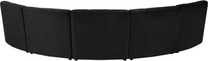 Limitless Velvet / Engineered Wood / Foam Contemporary Black Velvet 5pc. Modular Sectional - 145" W x 55" D x 31" H