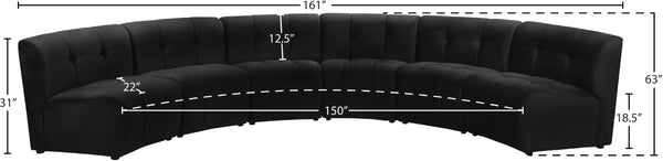 Limitless Velvet / Engineered Wood / Foam Contemporary Black Velvet 6pc. Modular Sectional - 161" W x 63" D x 31" H