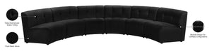 Limitless Velvet / Engineered Wood / Foam Contemporary Black Velvet 6pc. Modular Sectional - 161" W x 63" D x 31" H