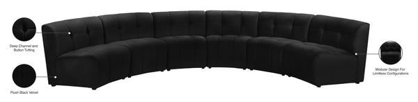 Limitless Velvet / Engineered Wood / Foam Contemporary Black Velvet 6pc. Modular Sectional - 161" W x 63" D x 31" H
