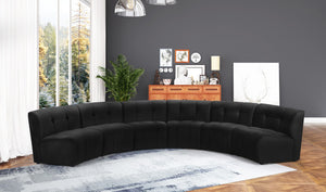 Limitless Velvet / Engineered Wood / Foam Contemporary Black Velvet 6pc. Modular Sectional - 161" W x 63" D x 31" H