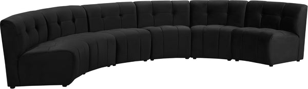 Limitless Velvet / Engineered Wood / Foam Contemporary Black Velvet 6pc. Modular Sectional - 161" W x 63" D x 31" H