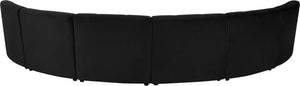 Limitless Velvet / Engineered Wood / Foam Contemporary Black Velvet 6pc. Modular Sectional - 161" W x 63" D x 31" H