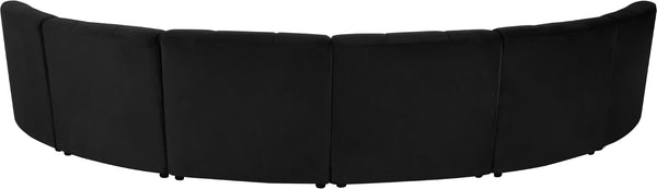 Limitless Velvet / Engineered Wood / Foam Contemporary Black Velvet 6pc. Modular Sectional - 161" W x 63" D x 31" H