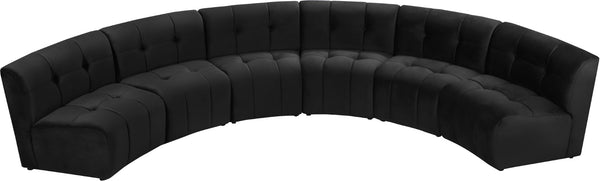 Limitless Velvet / Engineered Wood / Foam Contemporary Black Velvet 6pc. Modular Sectional - 161" W x 63" D x 31" H