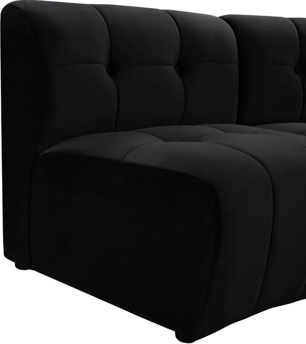 Limitless Velvet / Engineered Wood / Foam Contemporary Black Velvet 7pc. Modular Sectional - 170" W x 76" D x 31" H